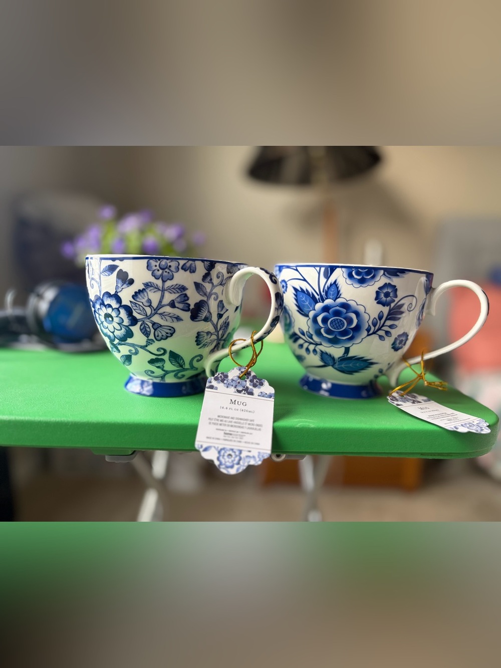 Blue Floral Porcelain Mug - Classic Blue & White Pattern